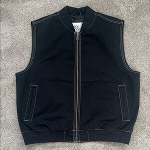 BDG Men's Black Vest with Contrast Stitching